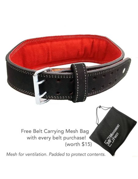 Premium Suede Leather Weightlifting Belt (with free mesh bag)