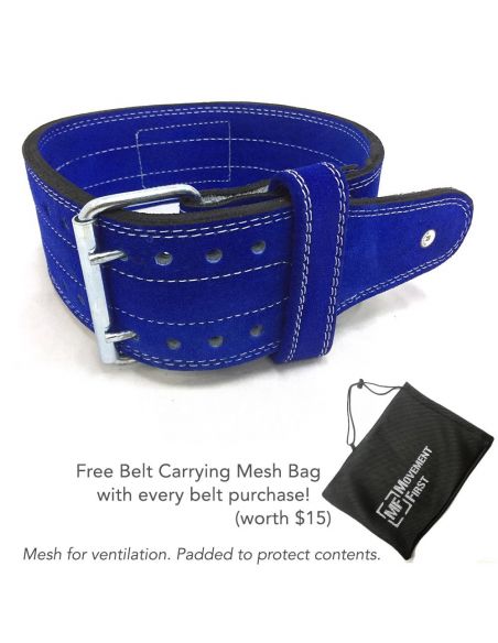 Suede Leather Powerlifting Belt 4 inch (10mm) - Dual Prong  (with free mesh bag)