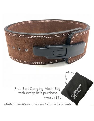 Lever Suede Leather Powerlifting Belt 4 inch  (with free mesh bag)